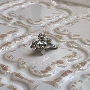 Sterling Silver Manatee Pendant Charm - Silver